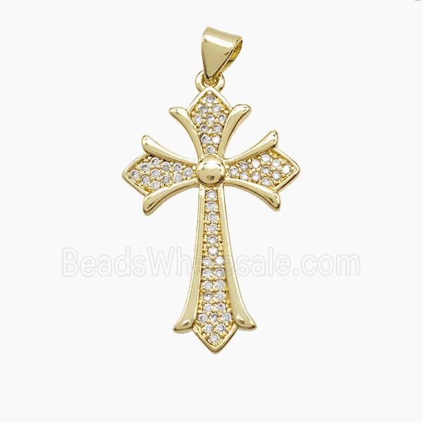 Copper Cross Pendant Pave Zirconia 18K Gold Plated