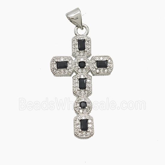 Copper Cross Pendant Pave Zirconia Crystal Glass Platinum Plated