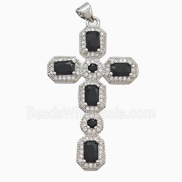 Copper Cross Pendant Pave Zirconia Crystal Glass Platinum Plated