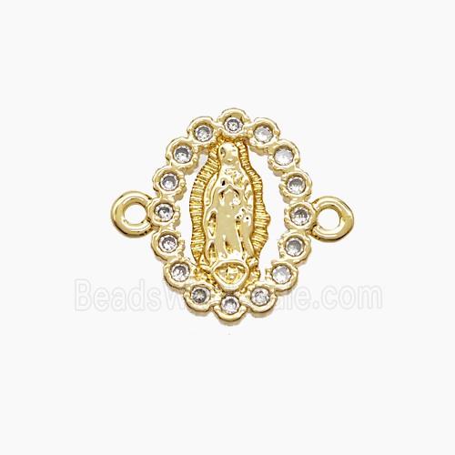 Copper Virgin Mary Connector Pave Zirconia 18K Gold Plated