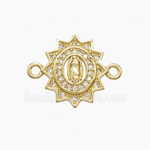 Copper Virgin Mary Connector Pave Zirconia 18K Gold Plated