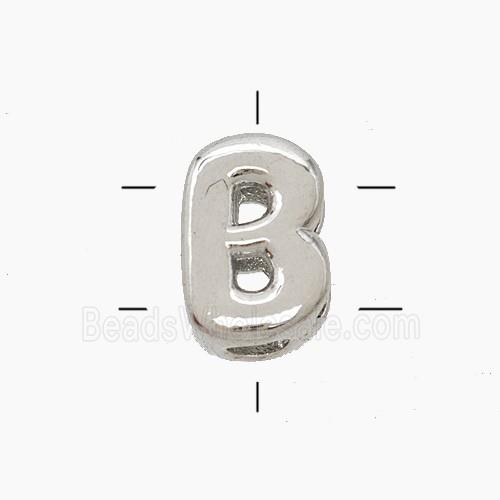 Copper Letter-B Beads 2holes Platinum Plated