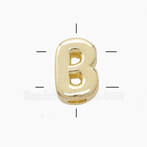Copper Letter-B Beads 2holes Gold Plated