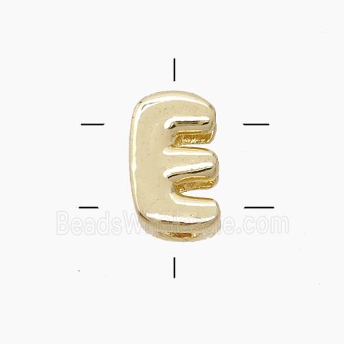 Copper Letter-E Beads 2holes Gold Plated