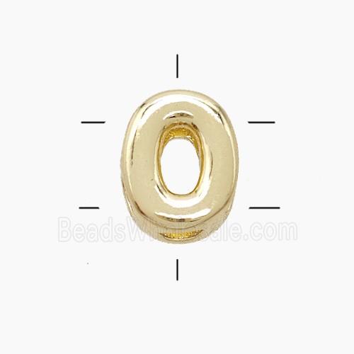 Copper Letter-O Beads 2holes Gold Plated