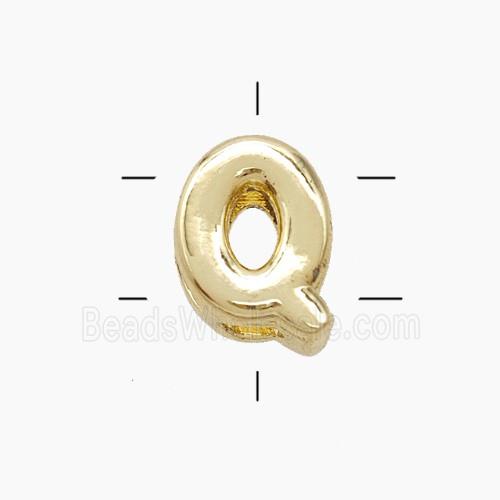 Copper Letter-Q Beads 2holes Gold Plated