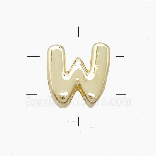 Copper Letter-W Beads 2holes Gold Plated