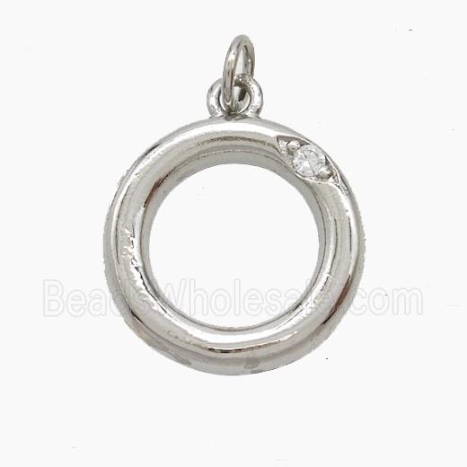 Copper Letter-O Pendant Pave Zirconia Platinum Plated