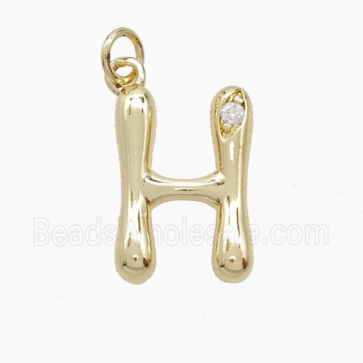 Copper Letter-H Pendant Pave Zirconia Gold Plated