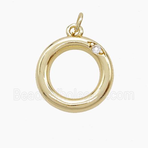 Copper Letter-O Pendant Pave Zirconia Gold Plated