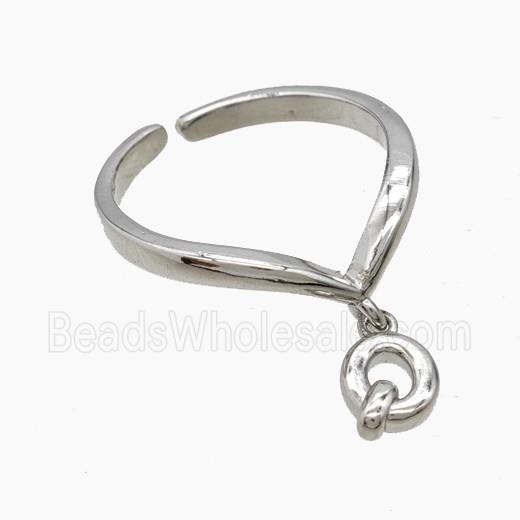 Copper Ring With Letter-Q Platinum Plated
