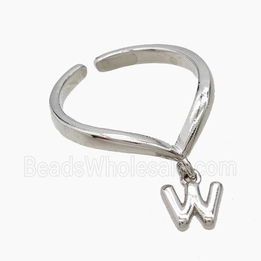 Copper Ring With Letter-W Platinum Plated