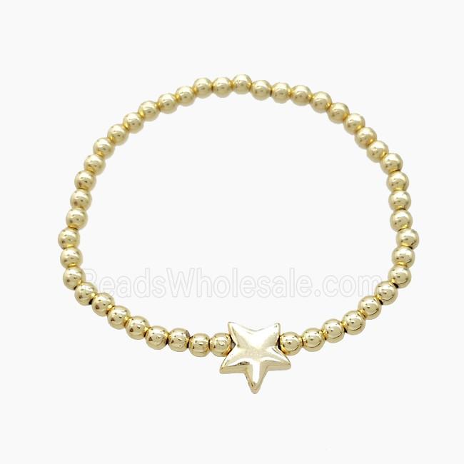 Copper Bracelet With Star Stretchy Gold Plated