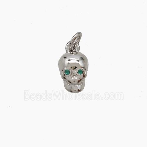 Copper Skull Pendant Pave Zirconia Platinum Plated