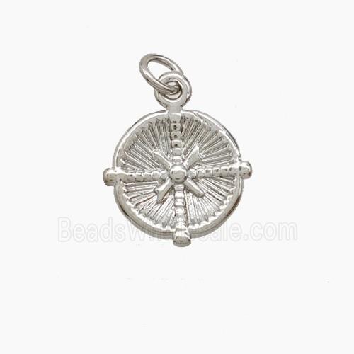 Copper Compass Pendant Platinum Plated