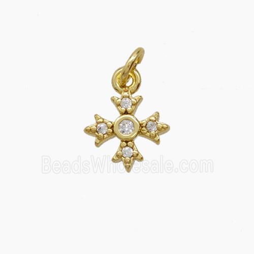 Copper Cross Pendant Pave Zirconia Gold Plated