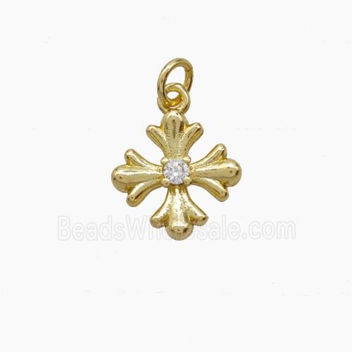 Copper Cross Pendant Pave Zirconia Gold Plated
