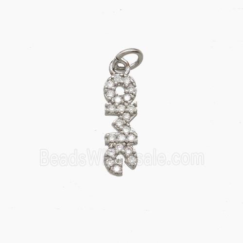 Copper OMG Pendant Pave Zirconia Platinum Plated