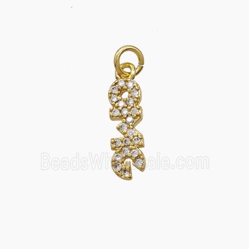 Copper OMG Pendant Pave Zirconia Gold Plated