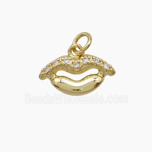 Copper Lip Pendant Pave Zirconia Gold Plated