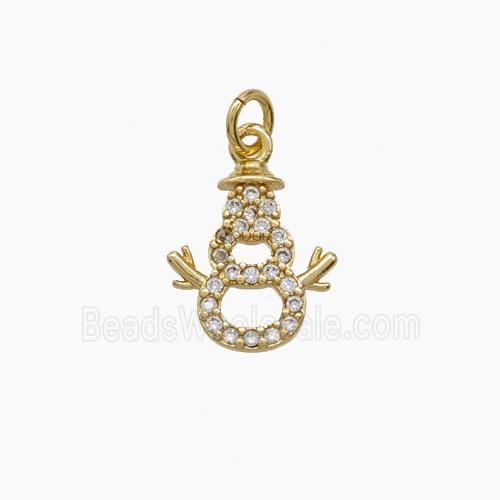 Christmas Snowman Charms Copper Pendant Pave Zirconia Gold Plated