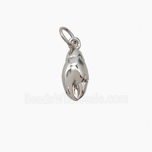 Copper Crab Claw Pendant Platinum Plated