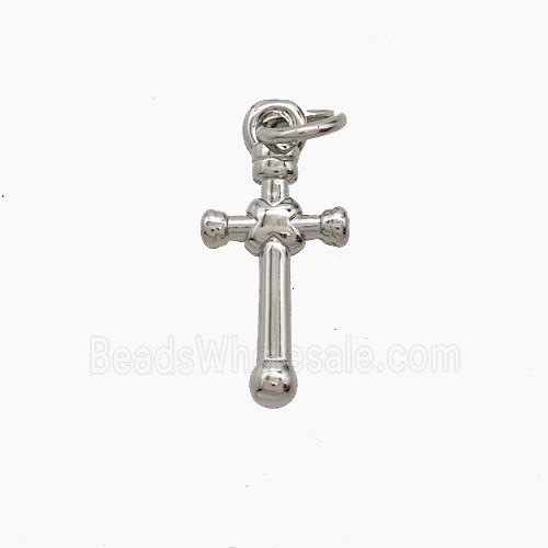 Copper Cross Pendant Platinum Plated