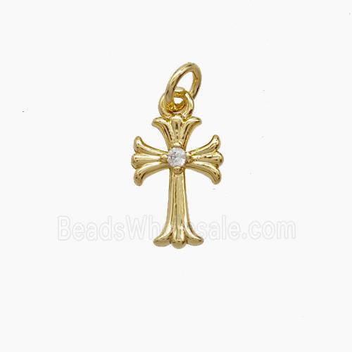Copper Cross Pendant Pave Zirconia Gold Plated