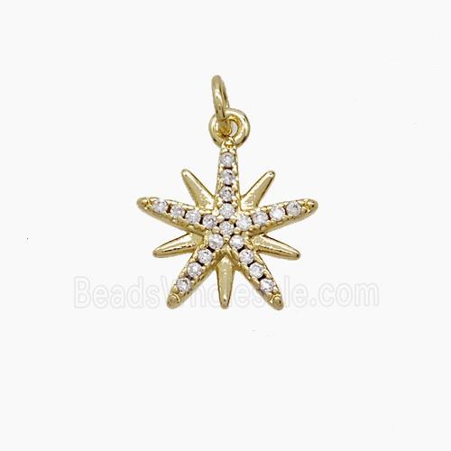 Copper Star Pendant Pave Zirconia Gold Plated