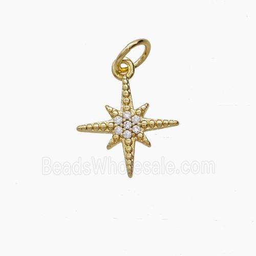 Copper Star Pendant Pave Zirconia Gold Plated