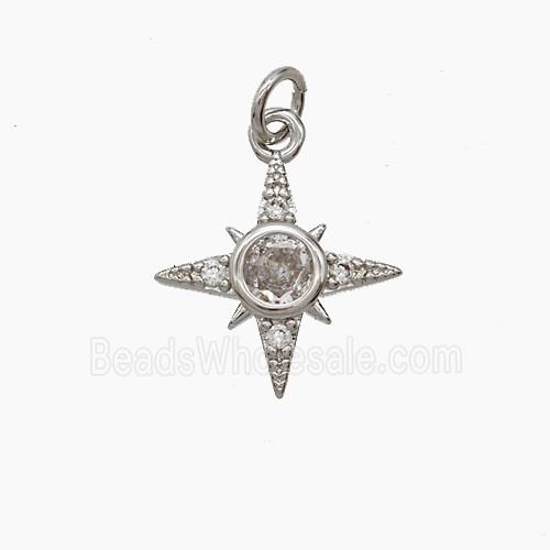 Copper Star Pendant Pave Zirconia Platinum Plated