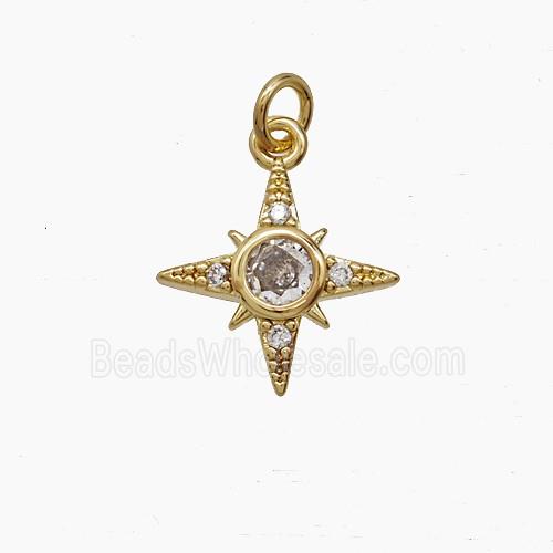 Copper Star Pendant Pave Zirconia Gold Plated