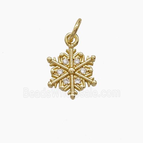 Copper Snowflake Pendant Pave Zirconia Gold Plated