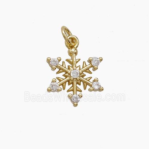 Copper Snowflake Pendant Pave Zirconia Gold Plated