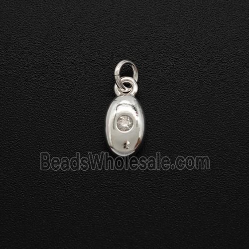Copper Eye Pendant Pave Zirconia Shiny Silver