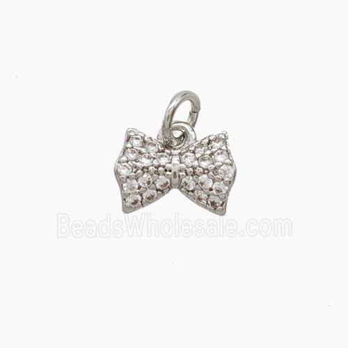 Copper Bowknot Pendant Pave Zirconia Platinum Plated