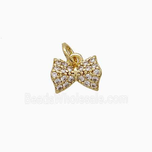 Copper Bowknot Pendant Pave Zirconia Gold Plated