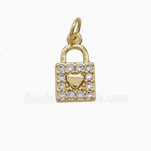 Copper Lock Pendant Pave Zirconia Gold Plated
