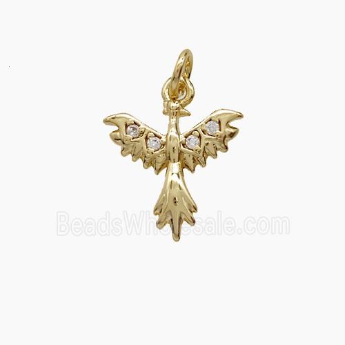 Copper Eagle Birds Pendant Pave Zirconia Hawk Gold Plated