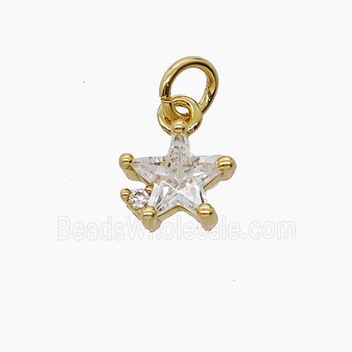 Copper Star Pendant Pave Crystal Glass Gold Plated