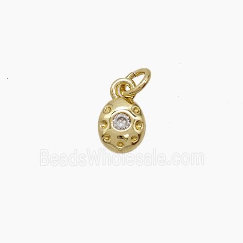 Copper Oval Pendant Pave Zirconia Gold Plated
