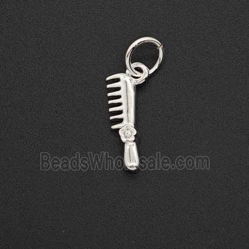 Copper Comb Pendant Shiny Silver