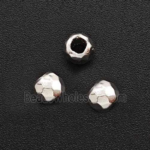 Copper Round Spacer Beads Faceted Shiny Silver