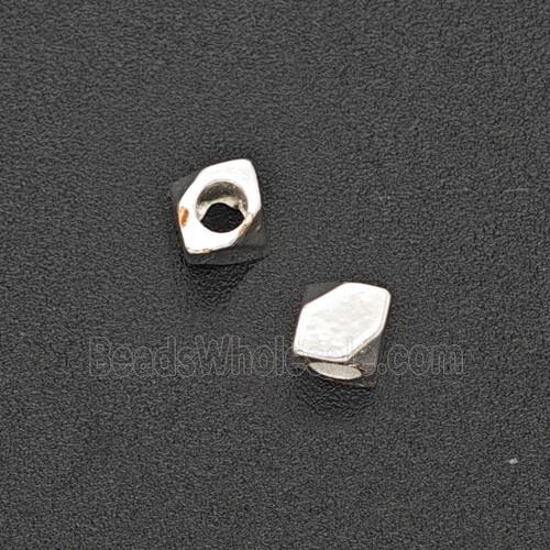 Copper Polyhedron Beads Faceted Shiny Silver
