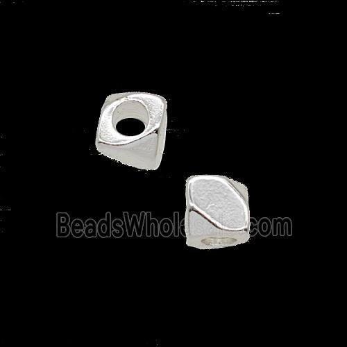 Copper Polyhedron Beads Faceted Shiny Silver