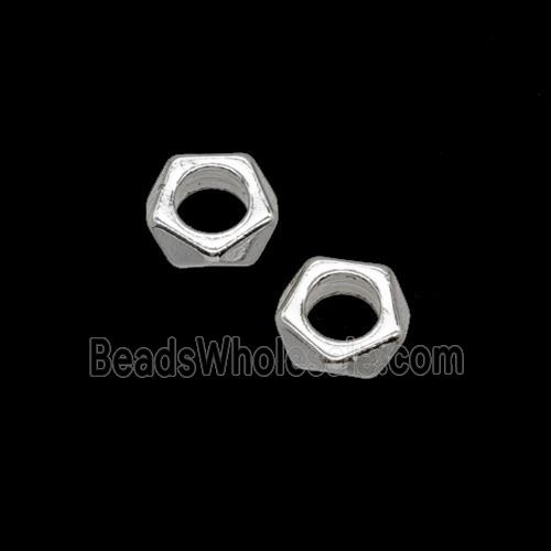 Copper Heishi Beads Faceted Shiny Silver