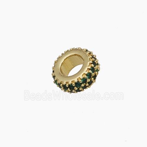 Copper Rondelle Beads Pave Zirconia Gold Plated
