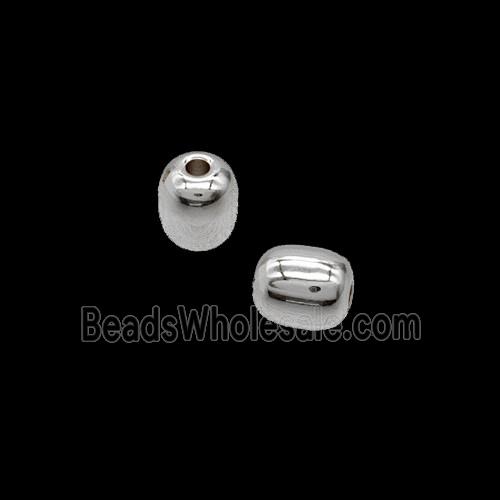 Copper Barrel Beads Shiny Silver