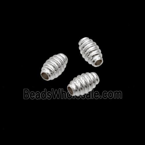 Copper Barrel Screw Beads Shiny Silver