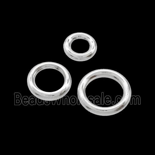 Copper Rings Connector Circle Shiny Silver